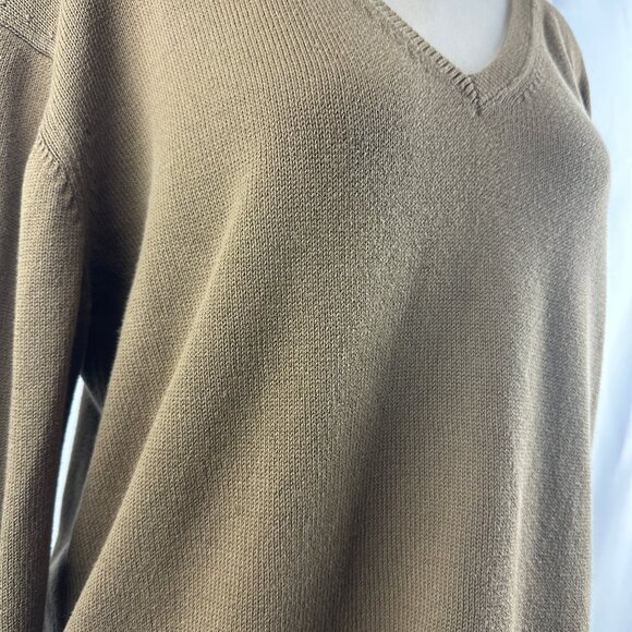 Everlane Olive Green 100% Cotton V-Neck Sweater - Picture 8 of 11